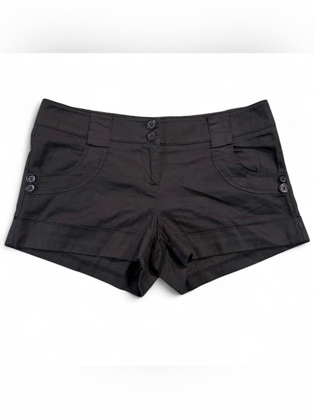 Vintage Y2K 2000s Forever 21 Black Low Waist Cotton Micro Shorts
